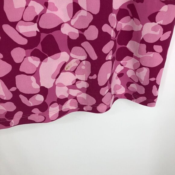BCBGMaxAzria Pink Abstract Camo Shortsleeve 1/4 Button Midi Dress w/ belt M - Picture 10 of 16